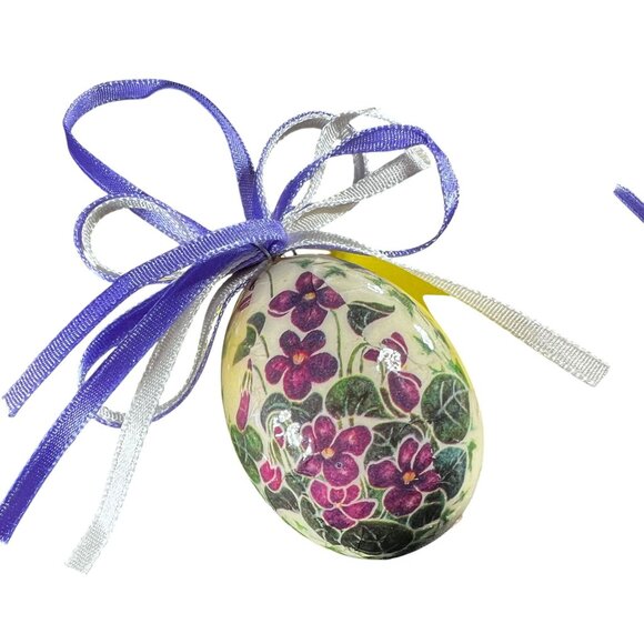 VTG Spring Easter Egg Paper Mache Floral Ornaments Made in Taiwan Lot of 12 NIB - Picture 4 of 10